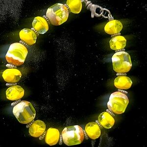 Glass bead and sterling silver bracelet